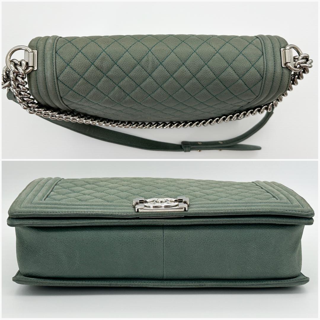 【極美品】CHANEL ボーイシャネル キャビアスキン チェーンショルダー 緑 【極美品】CHANEL ボーイシャネル キャビアスキン チェーンショルダー 緑