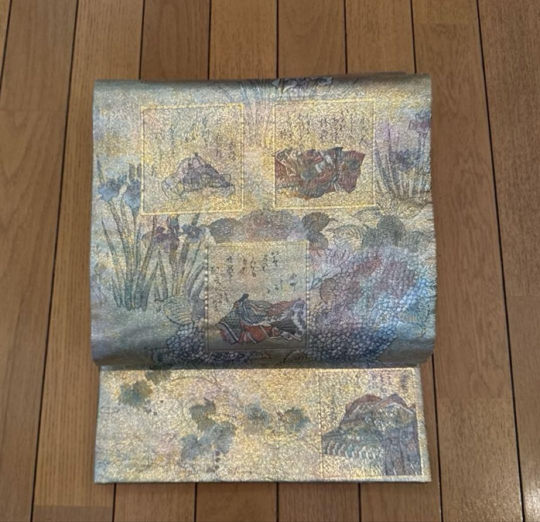 【一部予約！】 24金 西陣あさぎ 新品☆ プラチナ 全通 琳派三十六華扇 二重箔 着物・浴衣