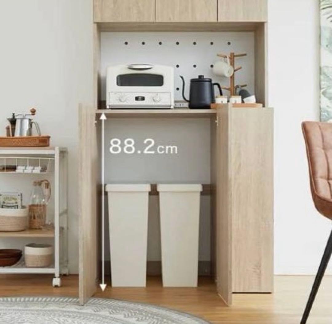 美品❗福岡市北九州市限定 レンジボード 木目調 ゴミ箱収納付き 美品❗福岡市北九州市限定 レンジボード 木目調 ゴミ箱収納付き