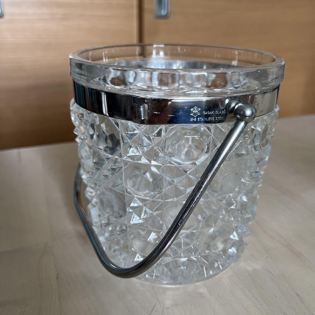 アイスペール佐々木硝子氷入れトングも底板も無し中古