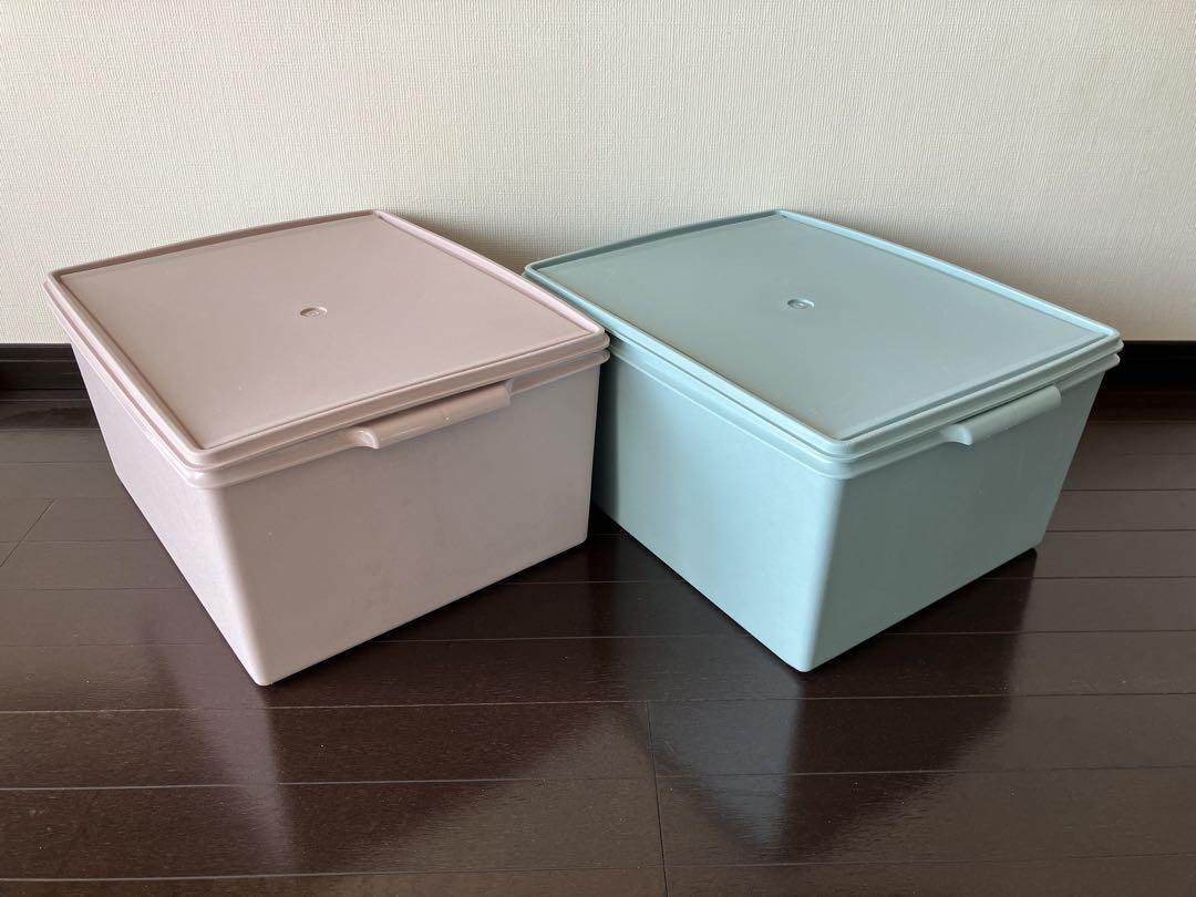 ◆タッパーウェア◆ディープスーパーケース　ピンク&ブルーの2セット（中古品）