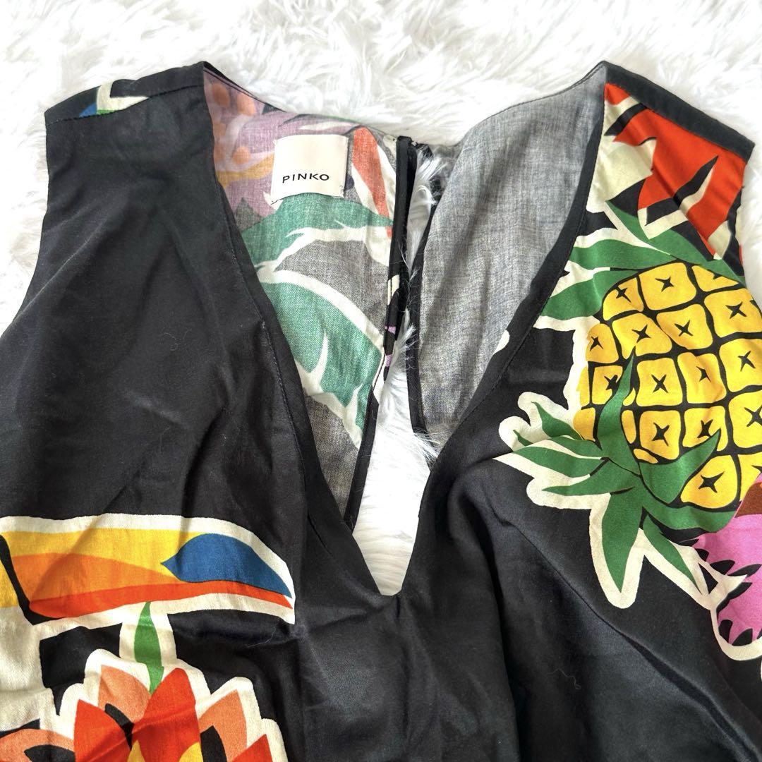 美品✨ピンコ 40 L 南国 リゾート フリル Aライン ペプラム