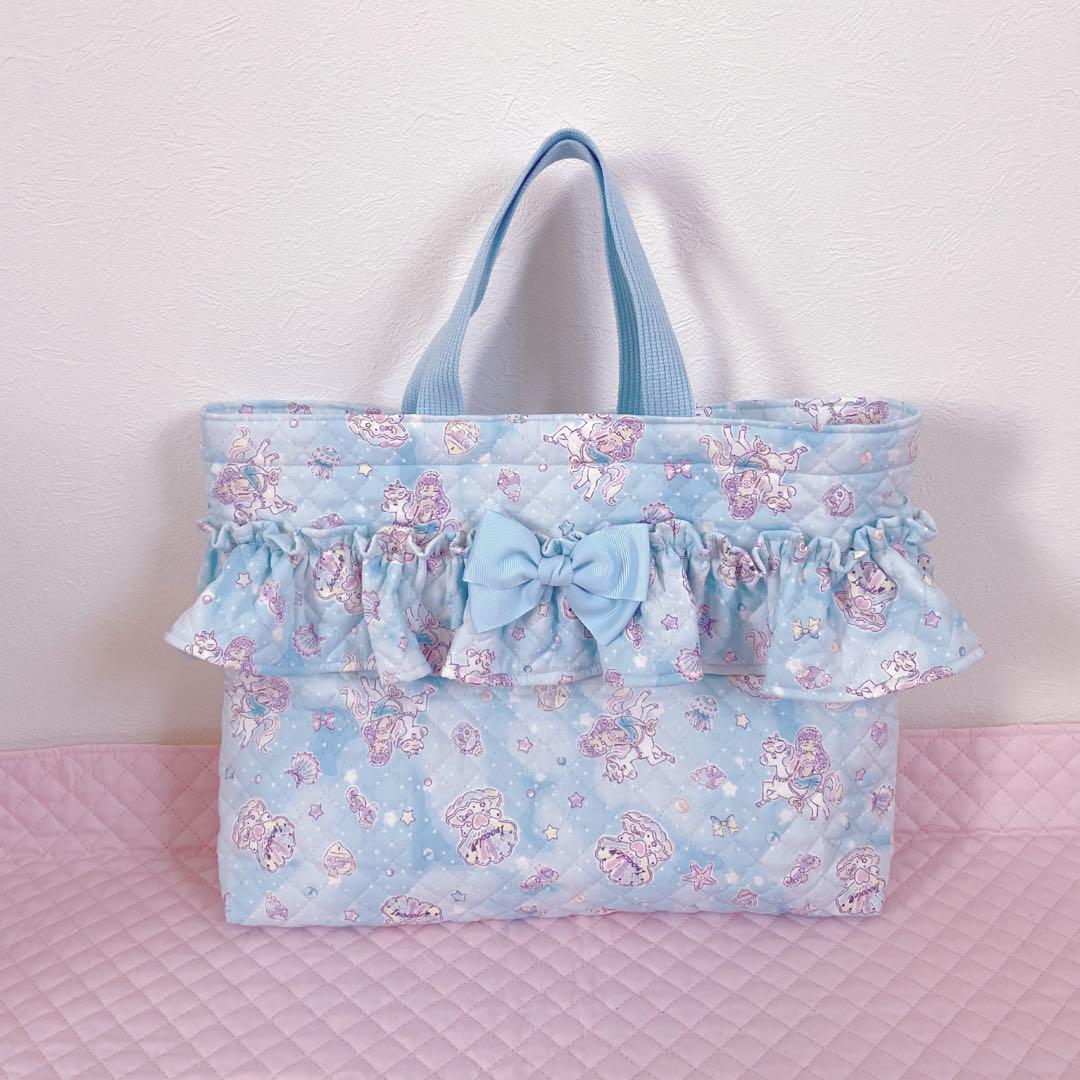 レッスンバッグ.体操服入れ.上靴袋3点セット♡ユニコーンマーメイド柄(水色)