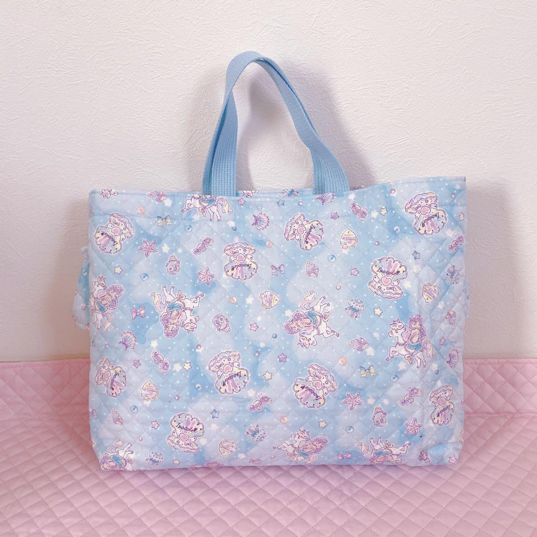レッスンバッグ.体操服入れ.上靴袋3点セット♡ユニコーンマーメイド柄(水色)