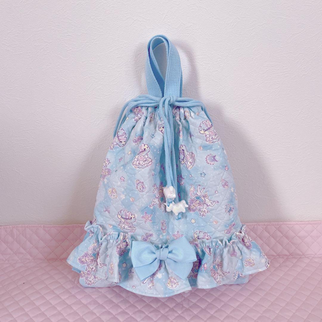 レッスンバッグ.体操服入れ.上靴袋3点セット♡ユニコーンマーメイド柄(水色)
