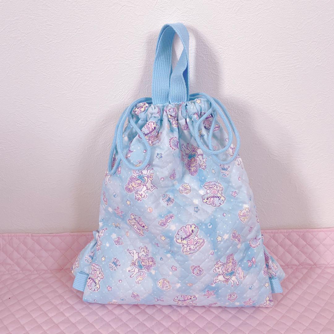 レッスンバッグ.体操服入れ.上靴袋3点セット♡ユニコーンマーメイド柄(水色)
