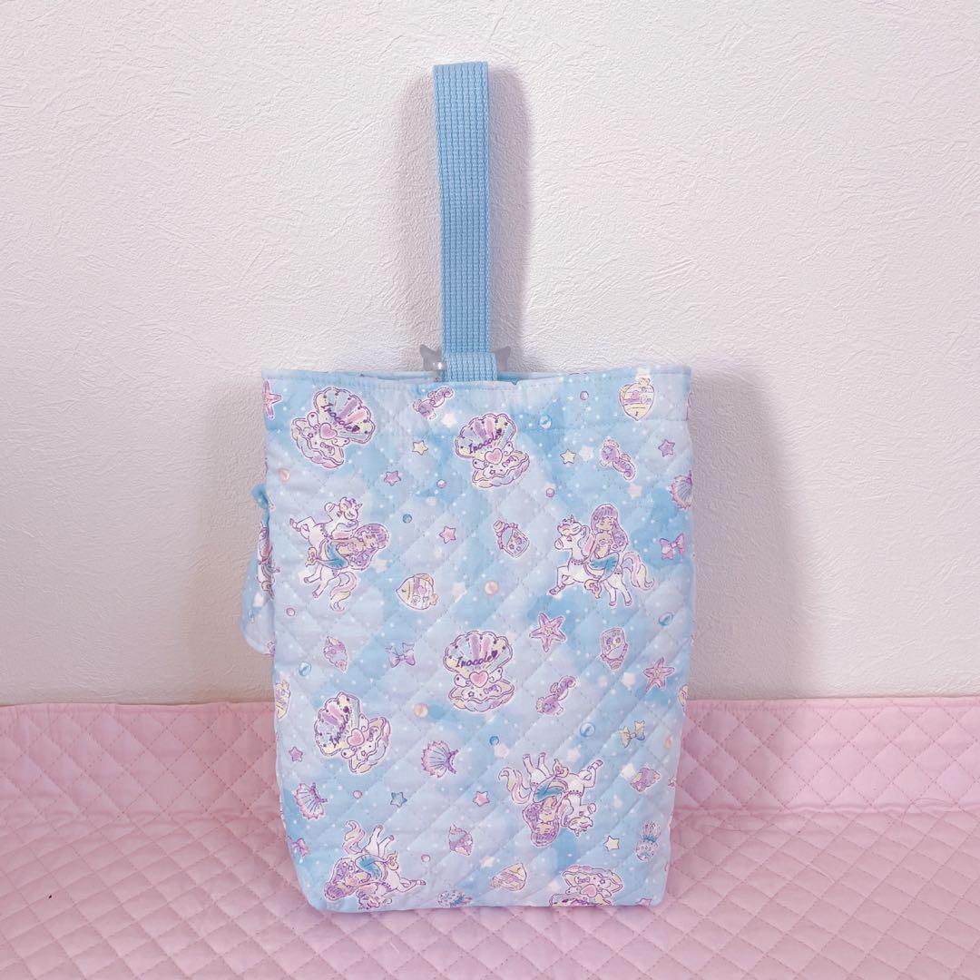 レッスンバッグ.体操服入れ.上靴袋3点セット♡ユニコーンマーメイド柄(水色)