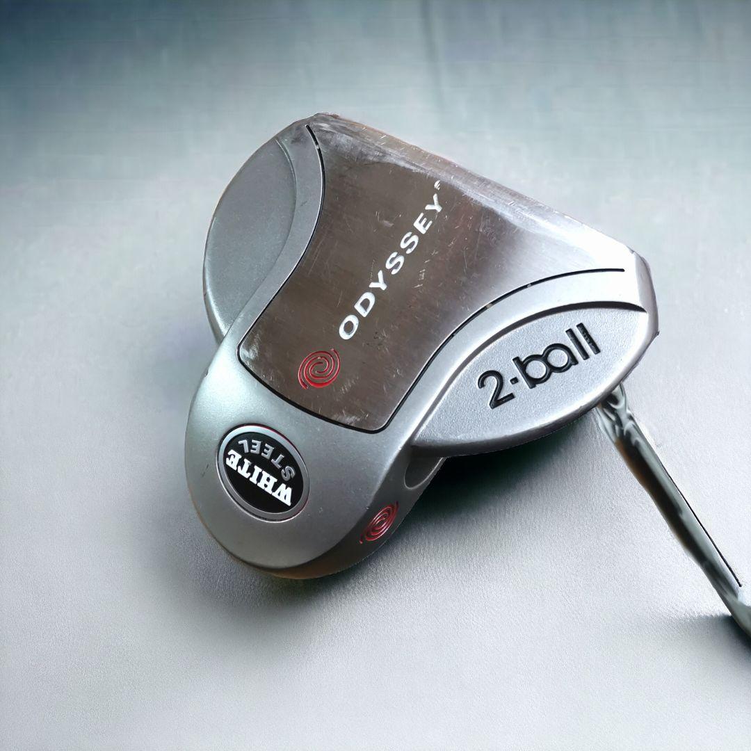 【美品】オデッセイ ツーボール　2ボール　34インチ　グリップ新品 オデッセイ【WHITE STEEL 2ball】ロンググリップパター 34インチ