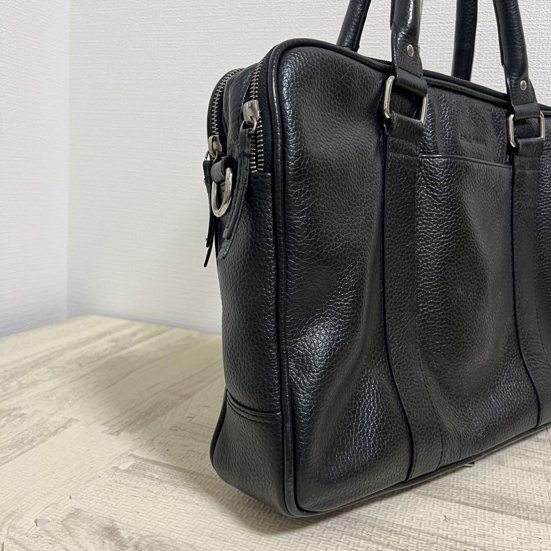COLE HAAN シボ革 レザー ブラック ビジネスバッグ A4 大容量