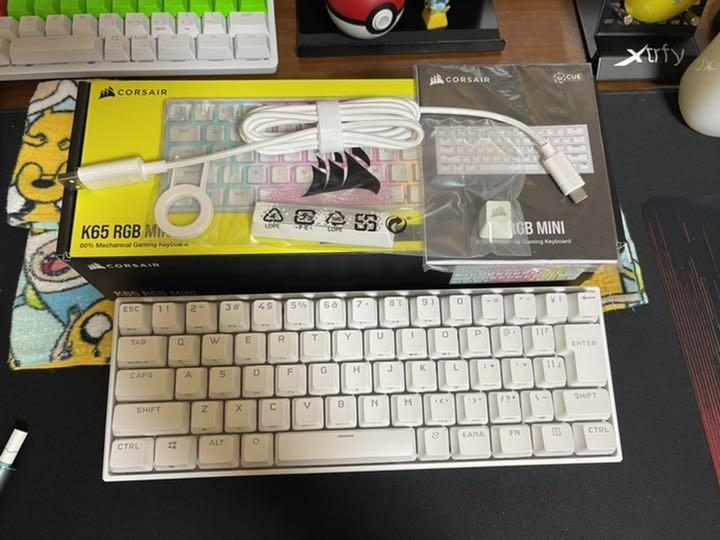 在庫大得価 コルセアキーボードK65RGBMINI60%ホワイト 中古美品 fR8rP-m24947676343 チェリー銀軸 最安値SALE