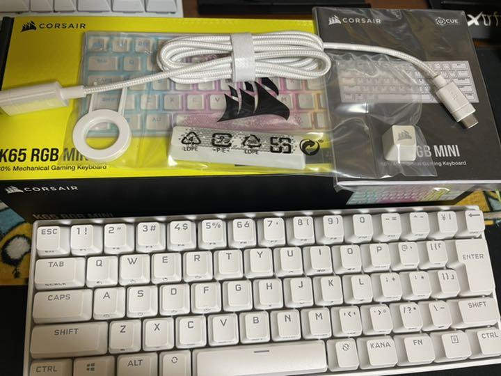 在庫大得価 コルセアキーボードK65RGBMINI60%ホワイト 中古美品 fR8rP-m24947676343 チェリー銀軸 最安値SALE