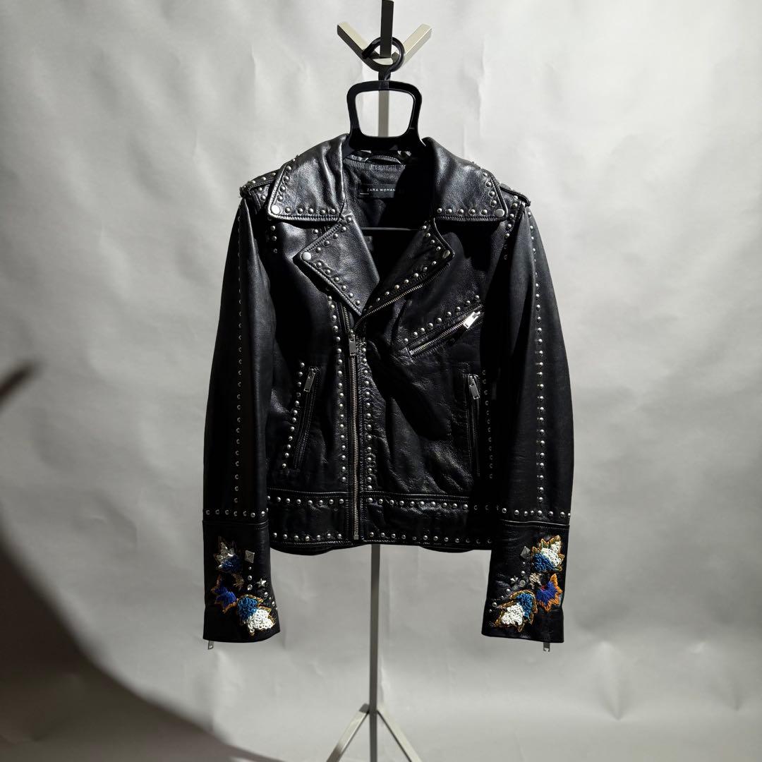 ZARA シープレザーダブルライダースJKT sizeMM ZARA WOMAN