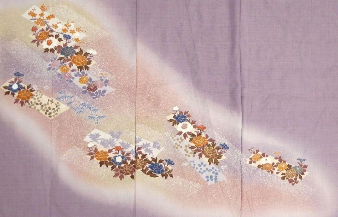 未使用品着物紬訪問着未仕立て品仮絵羽正絹