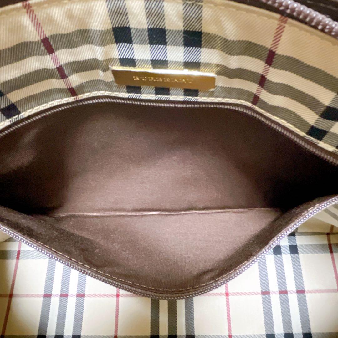 美品✨バーバリー　ハンドバッグ　レザー　ダークブラウン　ノバチェック 肩掛け