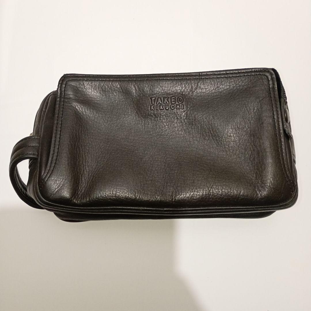 【希少ビンテージ】TAKEO KIKUCHI ブラックレザー クラッチバッグ