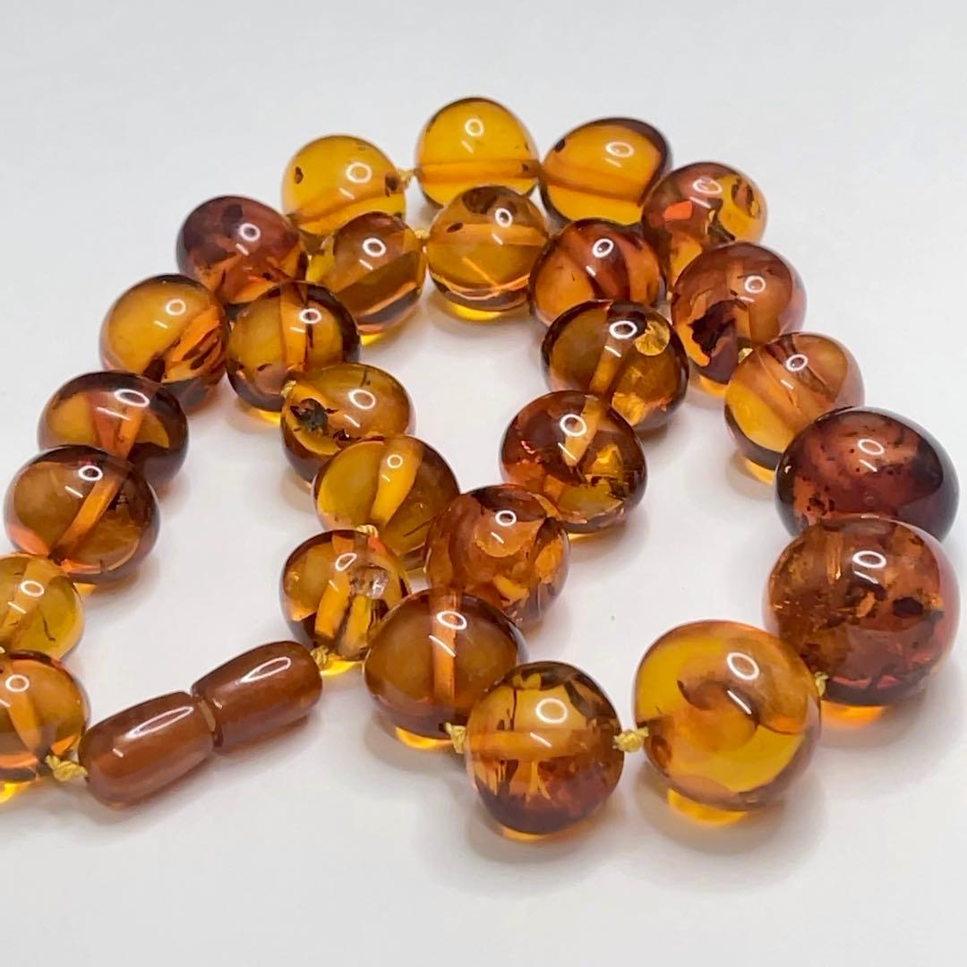 ヴィンテージ レトロ 琥珀 コハク アンバー デザインネックレス 長さ約45cm ヴィンテージ レトロ 琥珀 コハク アンバー デザインネックレス 長さ約45cm