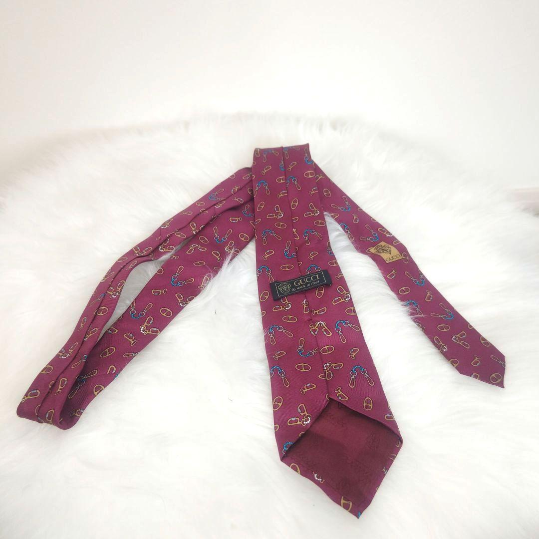 GUCCI　グッチ　ピンク　ゴールド　シルク　ネクタイ　イタリア
