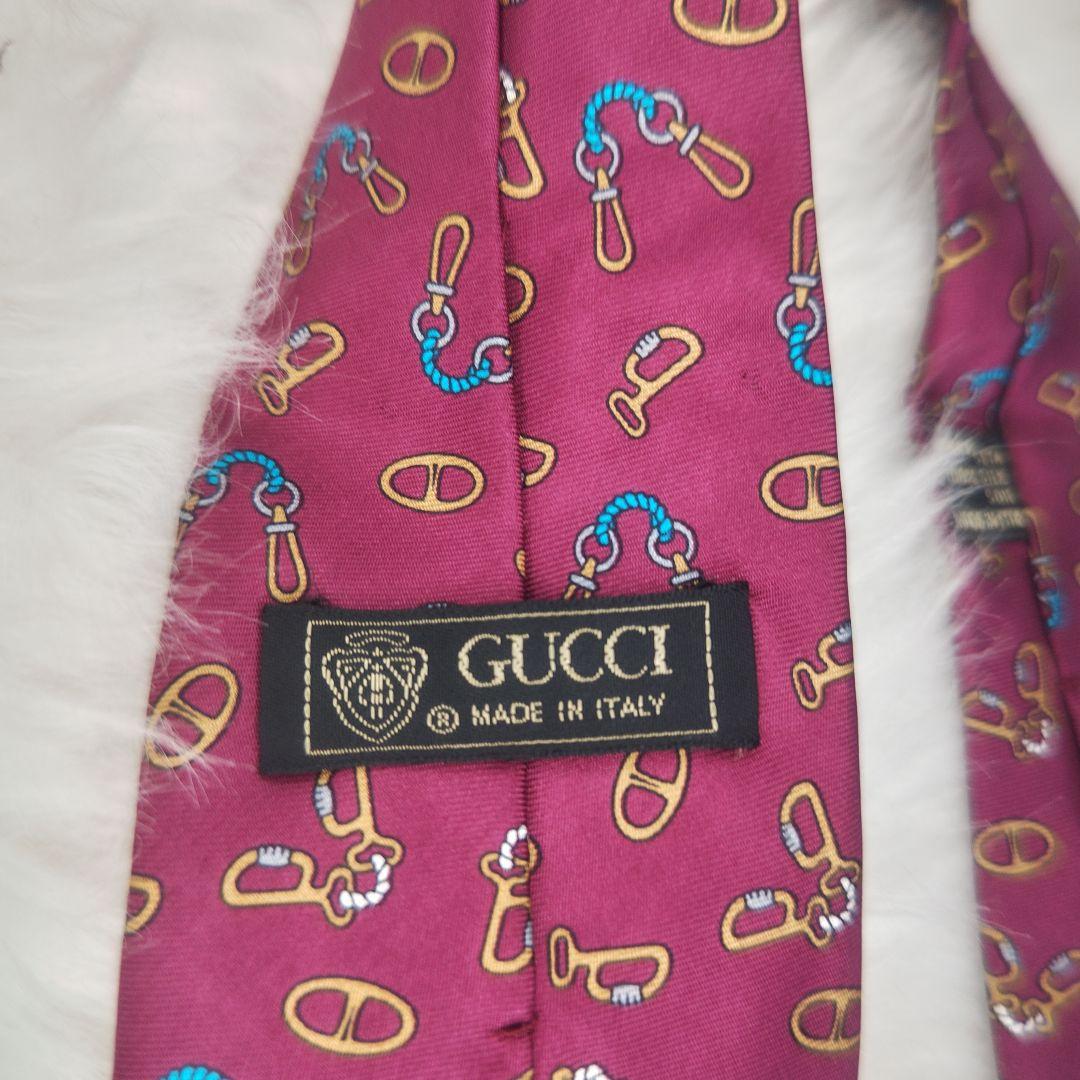 GUCCI　グッチ　ピンク　ゴールド　シルク　ネクタイ　イタリア
