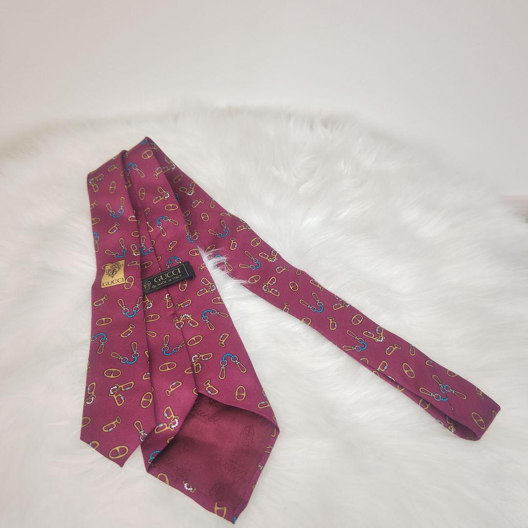 GUCCI　グッチ　ピンク　ゴールド　シルク　ネクタイ　イタリア