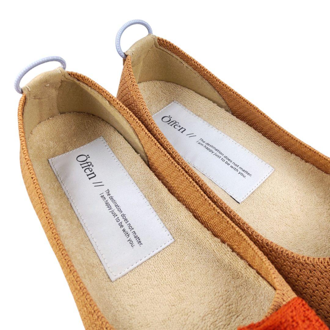 【Offen/オッフェン】極美品 ニット リボン フラット パンプス 38