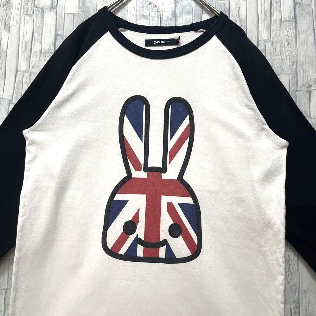 CUNE キューン ラグランTシャツ 七分袖 ウサギ イギリス国旗 ロンT M