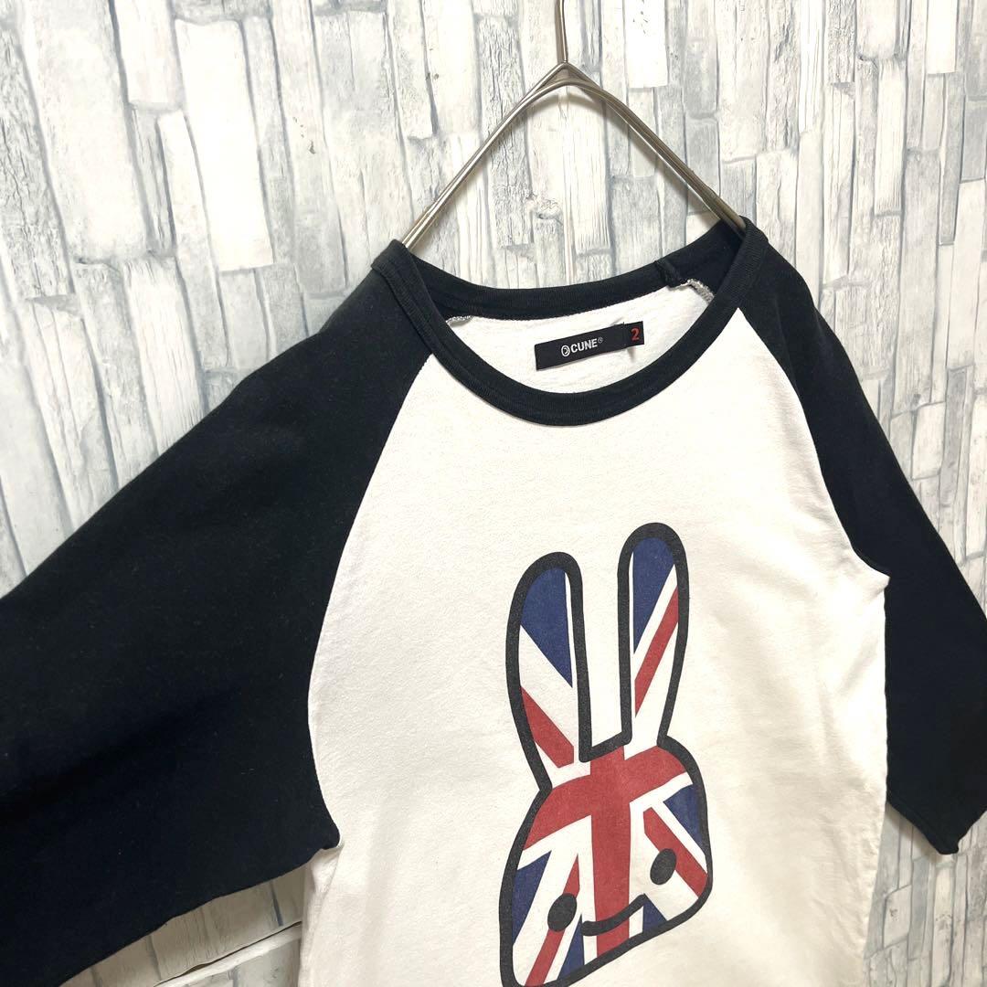 CUNE キューン ラグランTシャツ 七分袖 ウサギ イギリス国旗 ロンT M