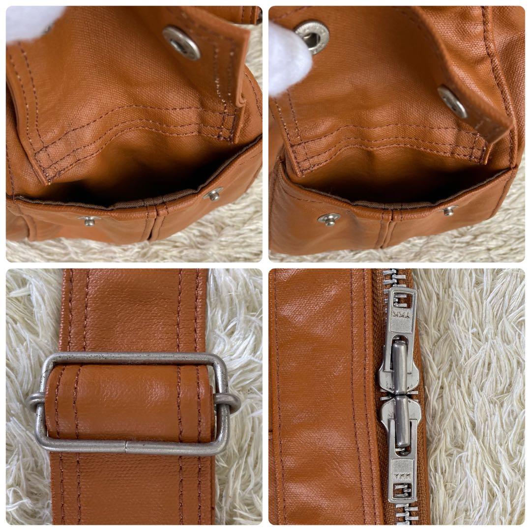 極美品 ポーター フリースタイル ショルダーバッグ キャメル 三日月 レザー調