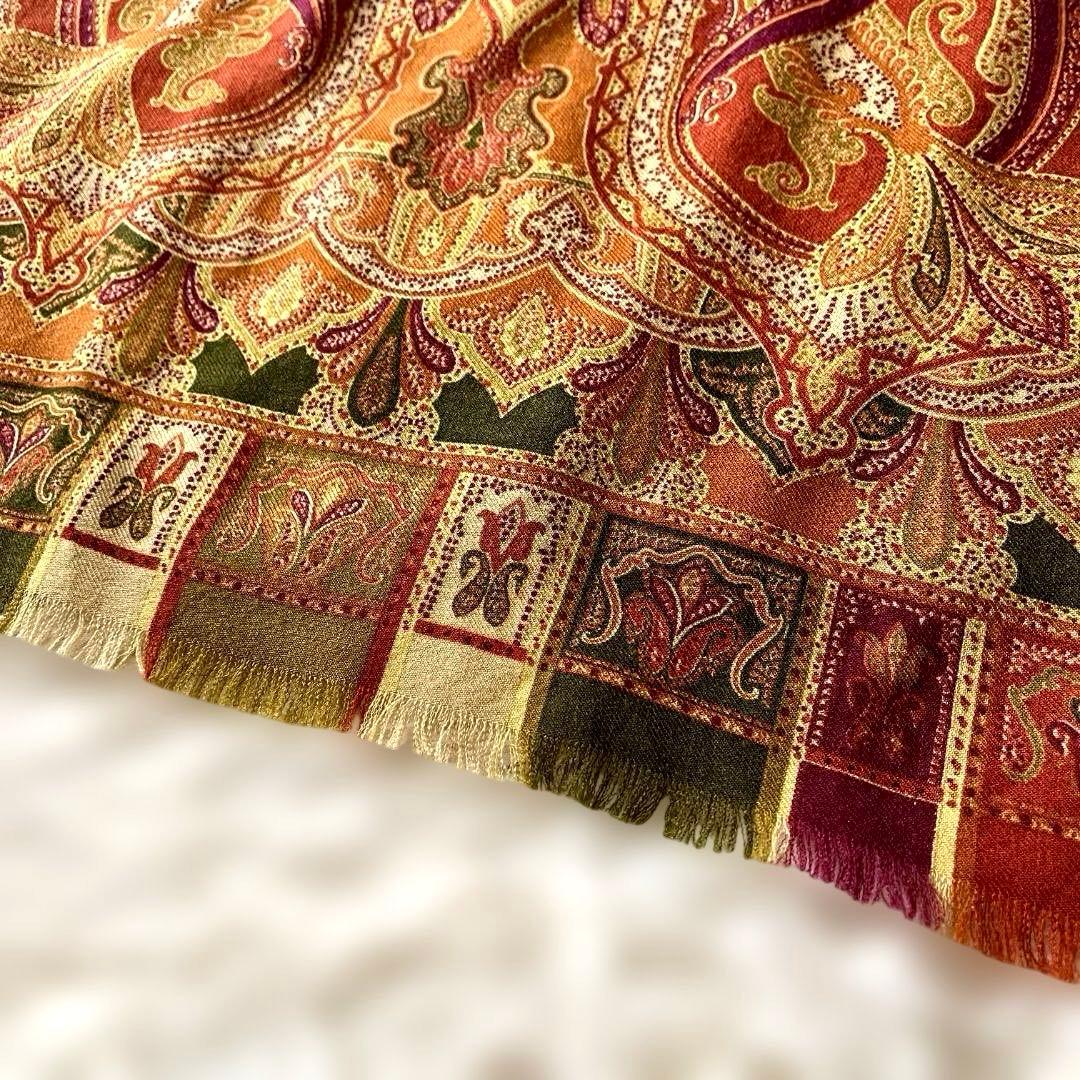 極美品 ETRO エトロ 大判ショール ペイズリー柄 ウール×シルク イタリア製 極美品 ETRO エトロ 大判ショール ペイズリー柄 ウール×シルク イタリア製