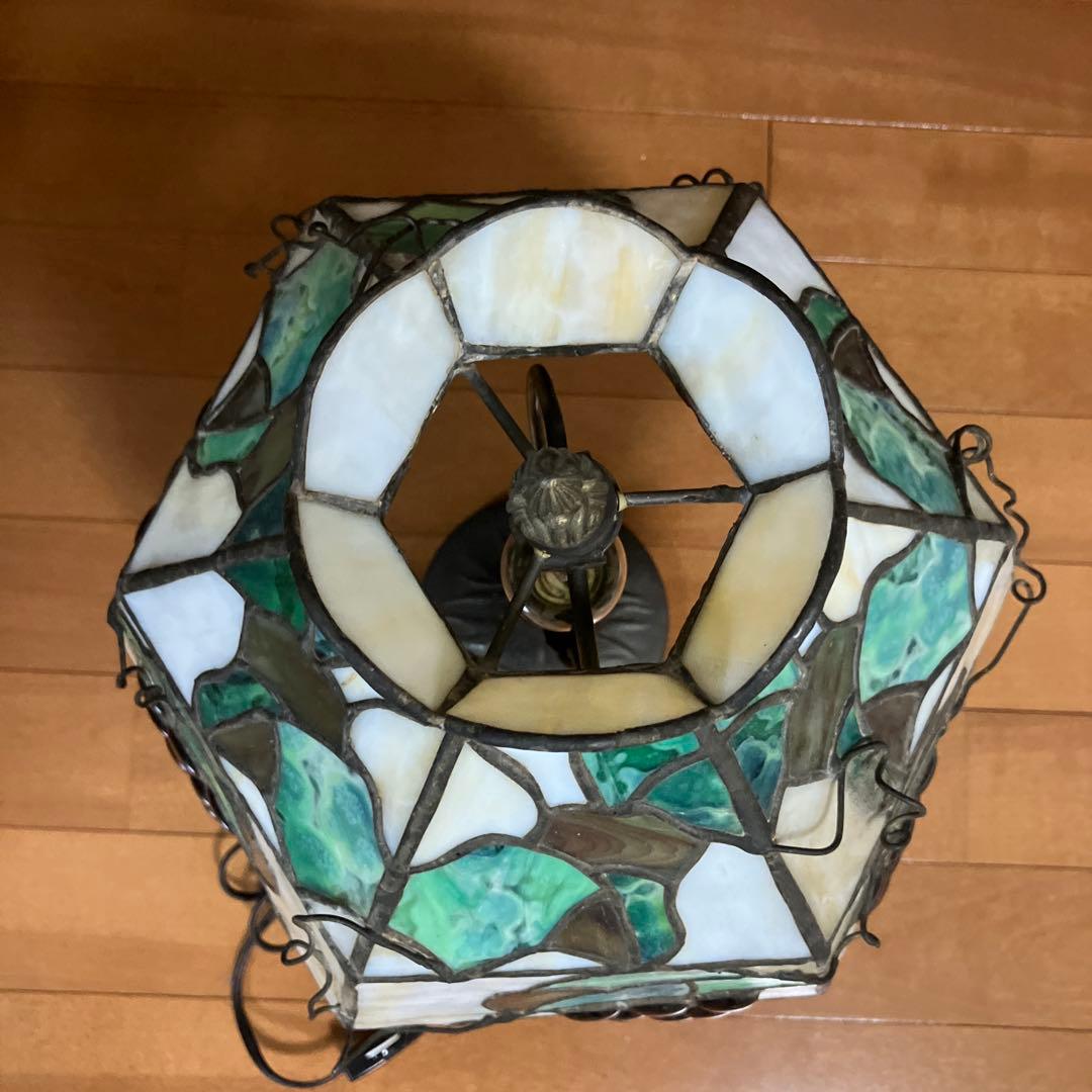 ステンドグラスランプ 緑と白