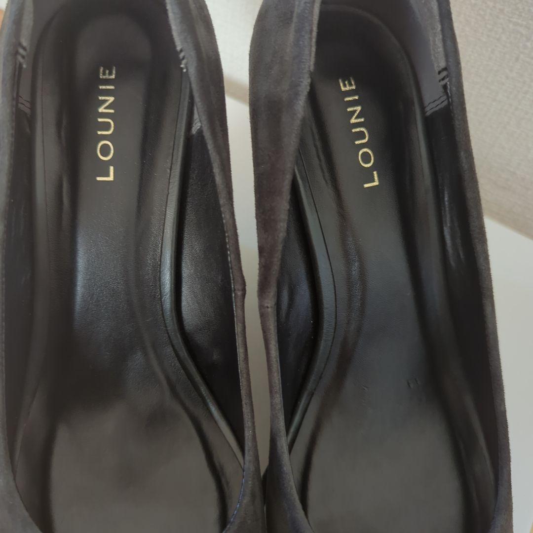 ■美品■LOUNIE ダークグレー スエード ウェッジヒールパンプス23cm羊革