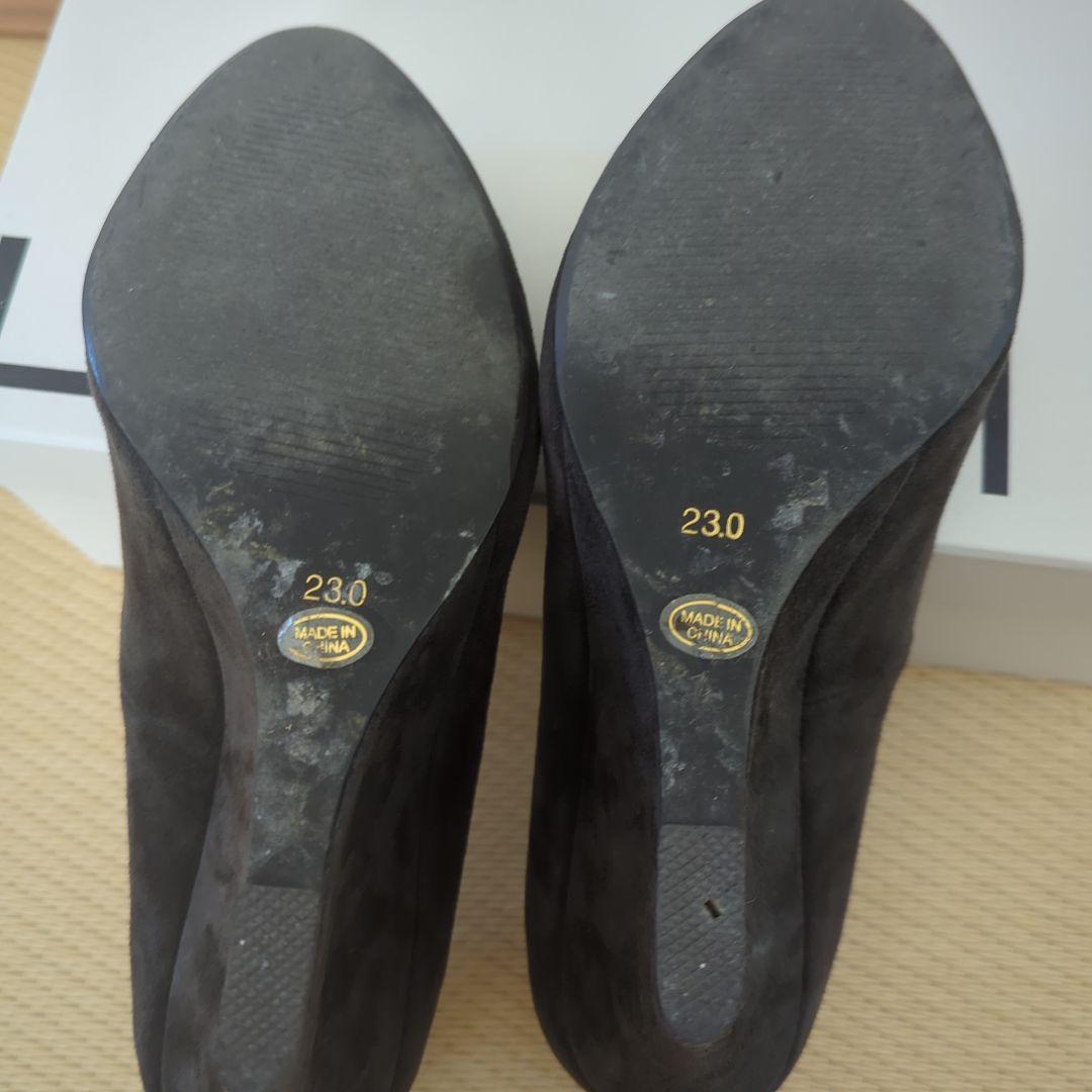 ■美品■LOUNIE ダークグレー スエード ウェッジヒールパンプス23cm羊革