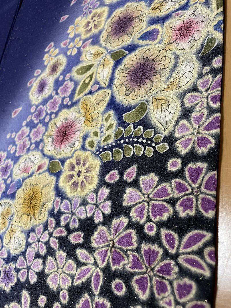 美品　振袖　振り袖　正絹　辻ヶ花　紫　成人式