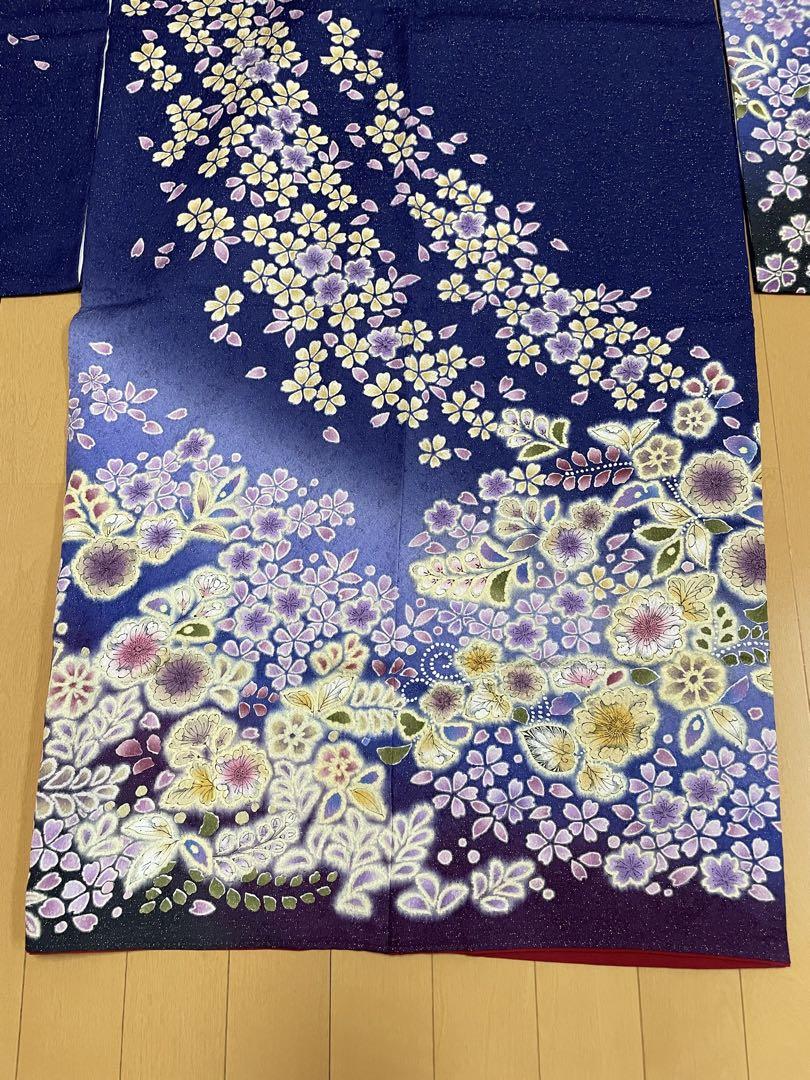 美品　振袖　振り袖　正絹　辻ヶ花　紫　成人式