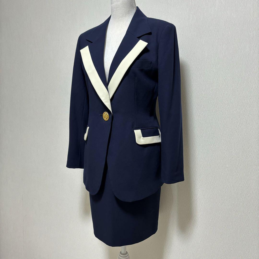 ヴィンテージ from nil 紺白バイカラー バブリースーツ 日本製