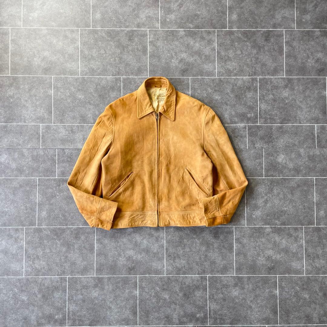 80-'s vintage 本革 ヌバックレザージャケット 短丈 キャメル