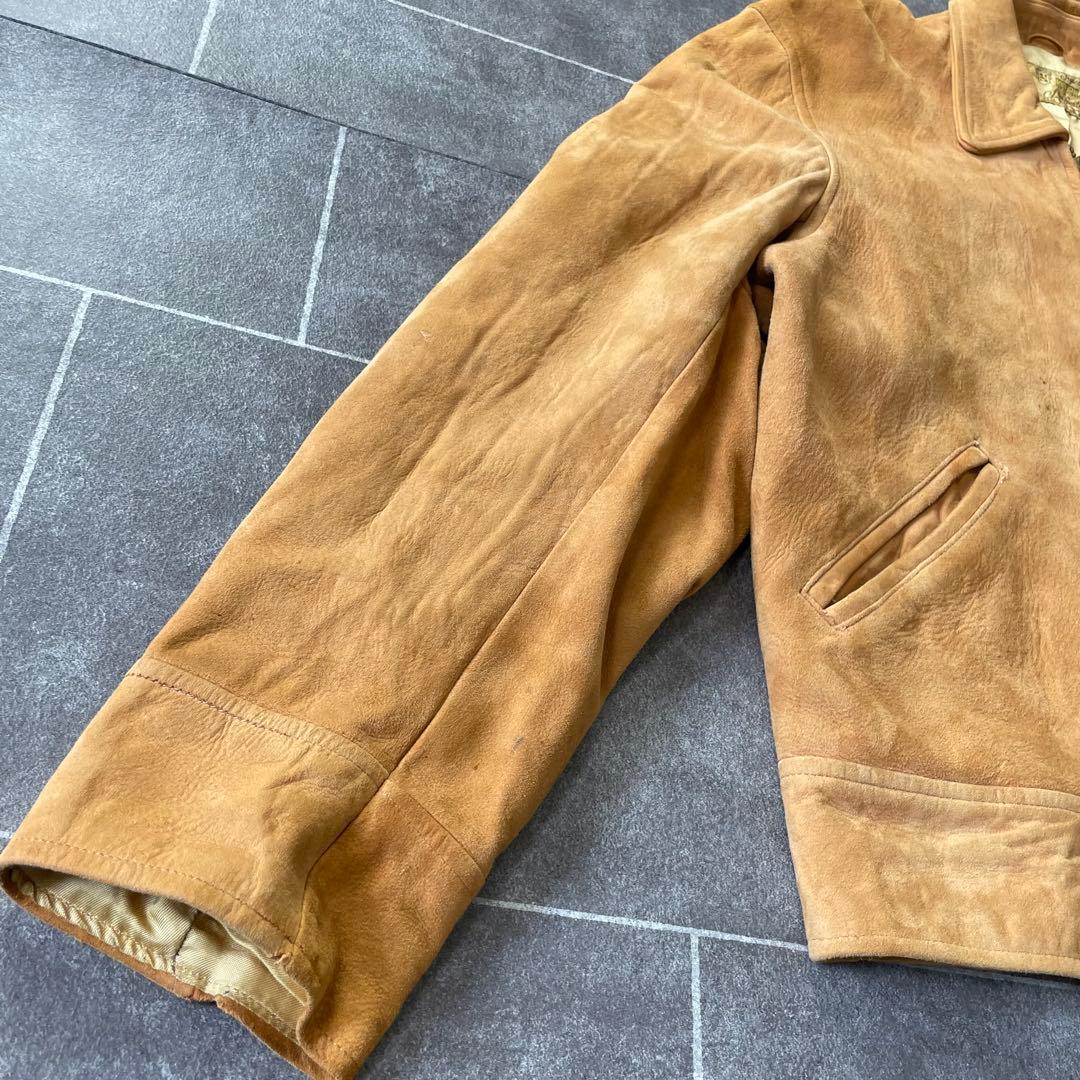 80-'s vintage 本革 ヌバックレザージャケット 短丈 キャメル