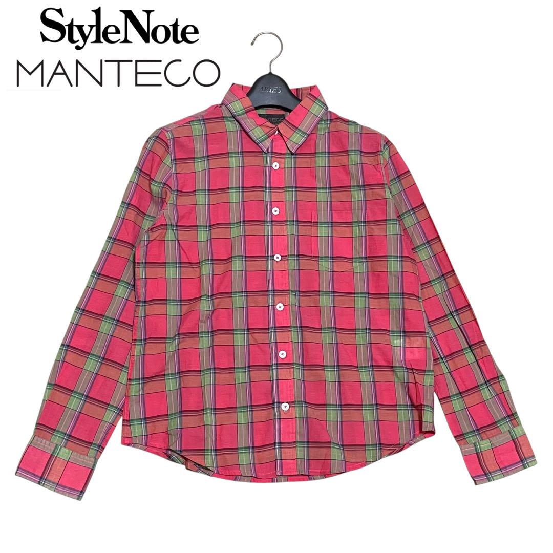 美品　Style Note　MANTECO社製生地　チェック　長袖シャツ　11号