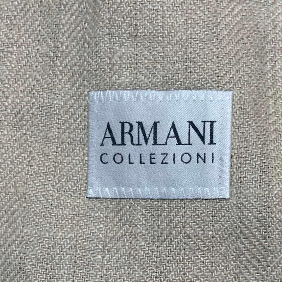 アイボリー×レッド お洒落なアルマーニARMANI 大きいサイズ リネン100