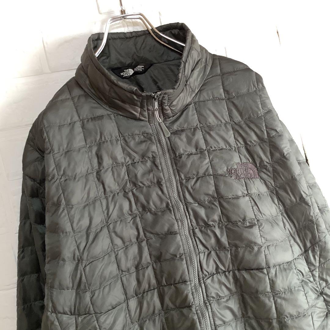 美品 ノースフェイス 中綿ベスト THERMOBALL 刺繍ロゴ グレー L ct-nf22-nv3nn00abth.jpg