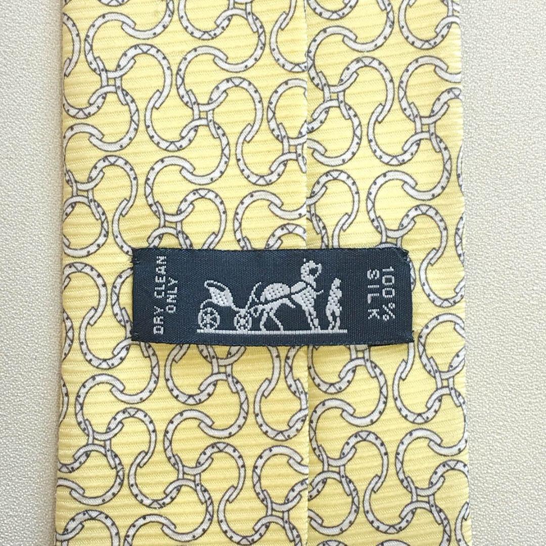 エルメス HERMES ネクタイ シルク フランス製 チェーン柄