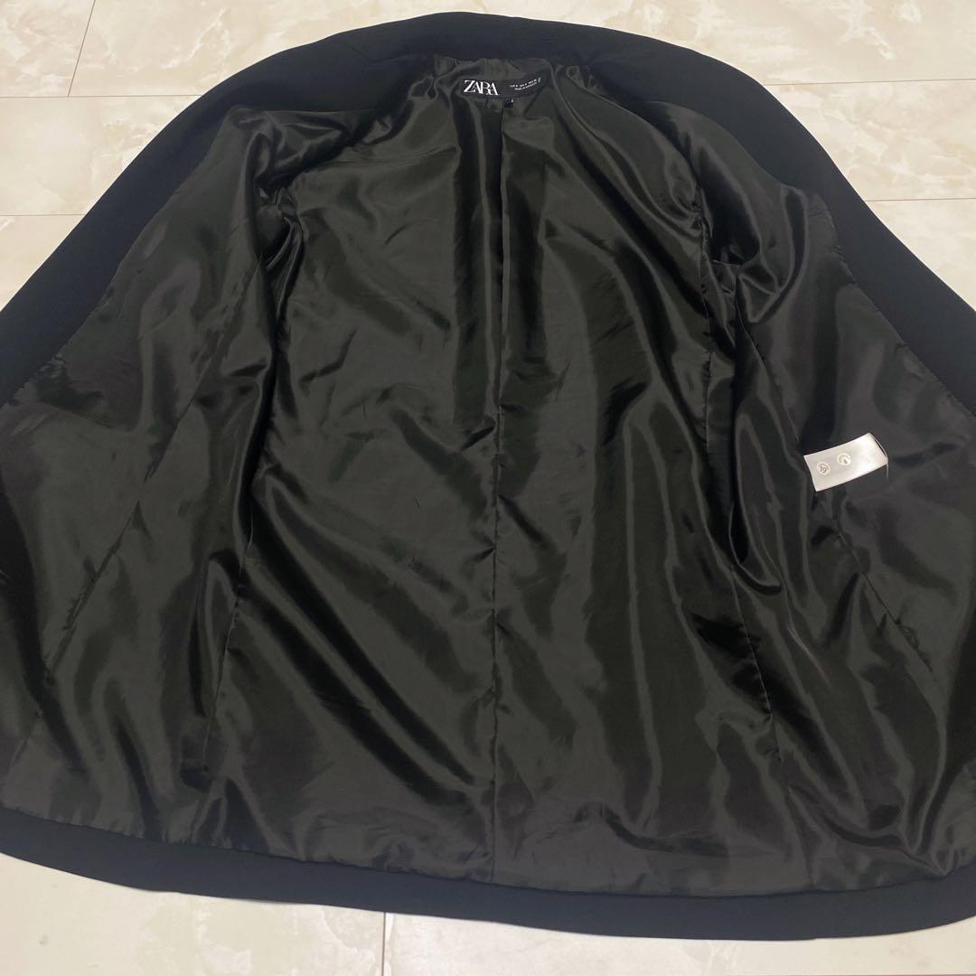 ZARA】ロールアップスリーブジャケットブレザー 黒 - メルカリ