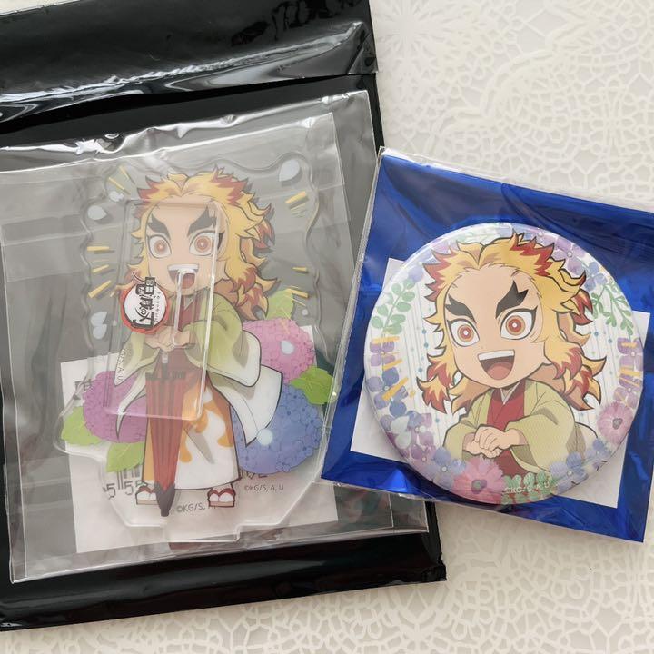 鬼滅の刃　ufotable カフェ 梅雨アクリルスタンド・缶バッジ 煉獄杏寿郎