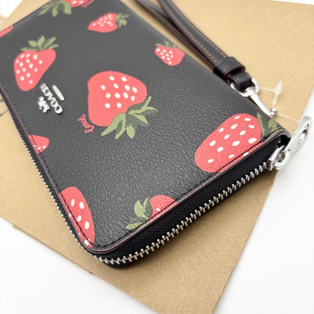 国内発送 COACH ジップ アラウンド 長財布 ストロベリー COACH☆新品】ロング ジップ アラウンド ウォレット