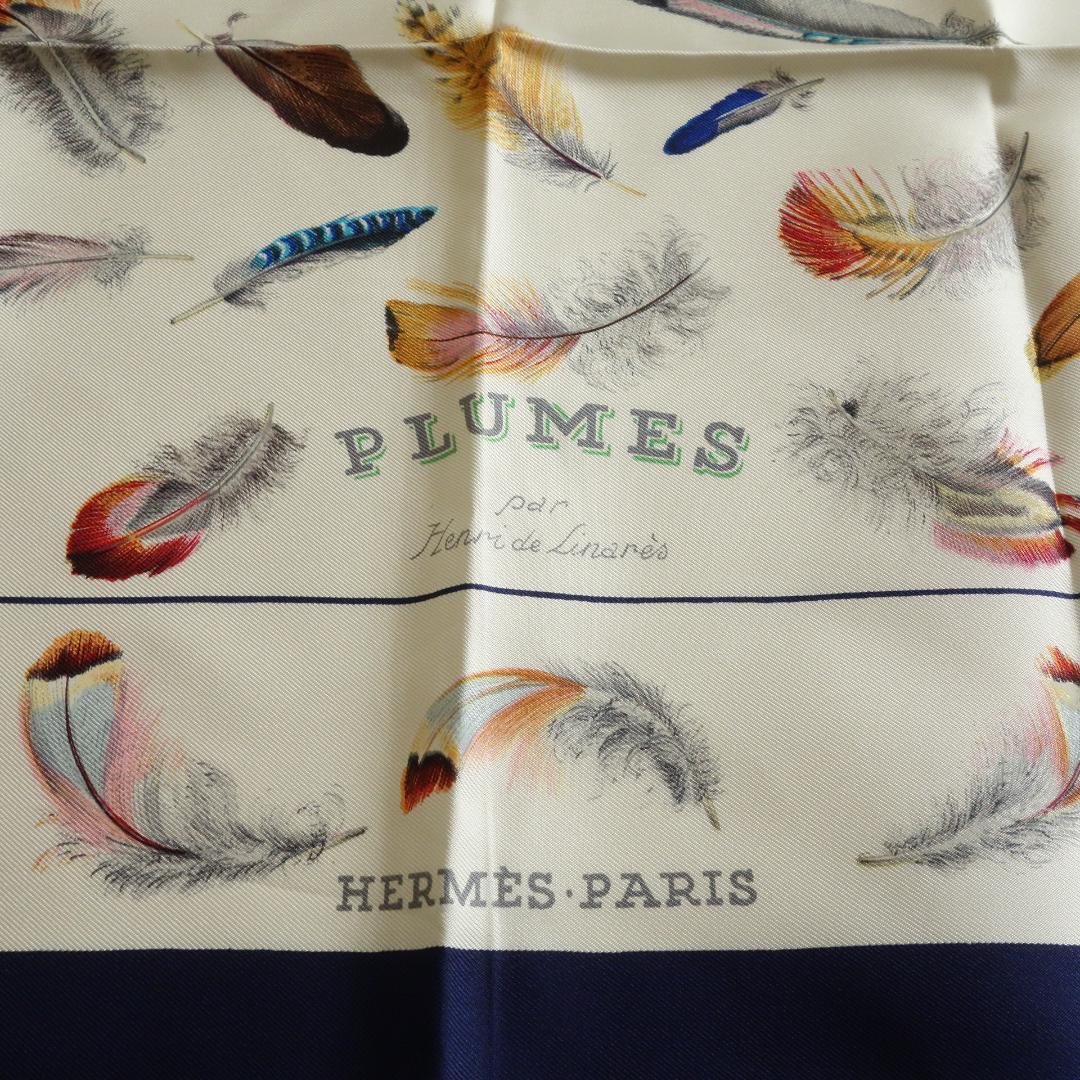 未使用 HERMES エルメス シルク スカーフ PULMES(羽) 未使用 HERMES エルメス シルク スカーフ PULMES(羽)