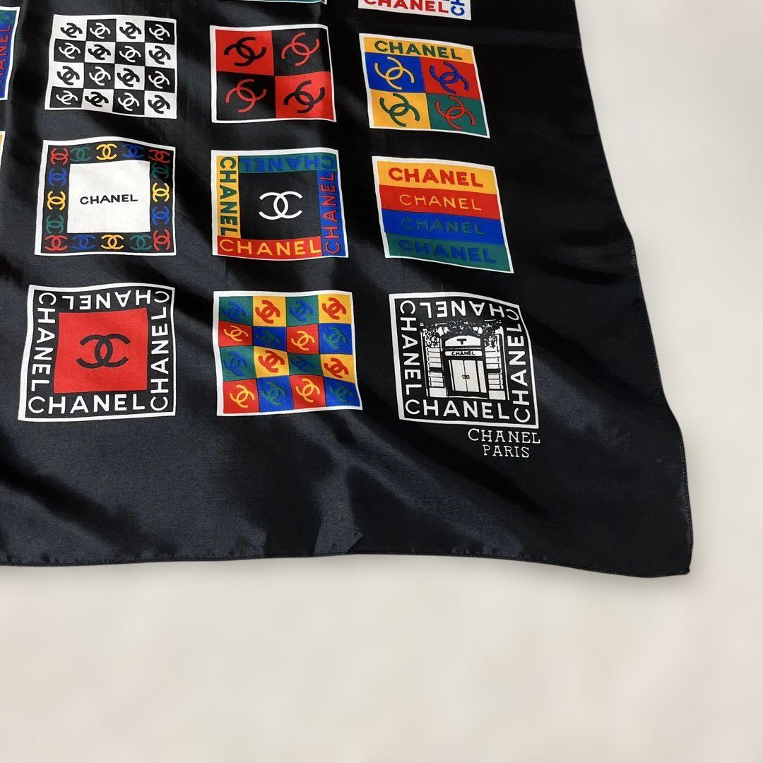 美品　CHANEL シャネル　シルク　スカーフ　チェーン柄 ココマーク　総柄 CHANEL - 美品 CHANEL シャネル ロゴ ココマーク チェーン柄