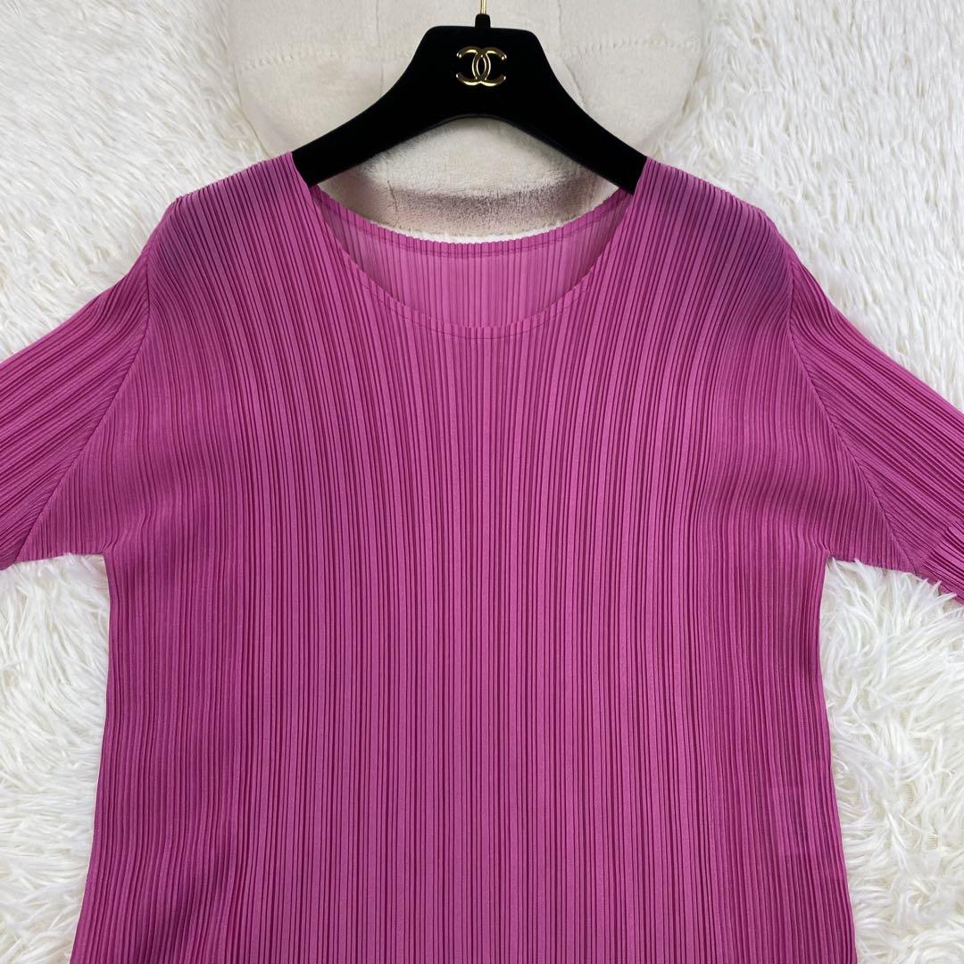 美品 PLEATS PLEASE イッセイミヤケ 五分袖 シャツ ピンク 3