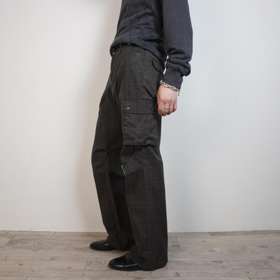 PPFM チェック柄カーゴパンツ ストレート ブラウン/AZ126