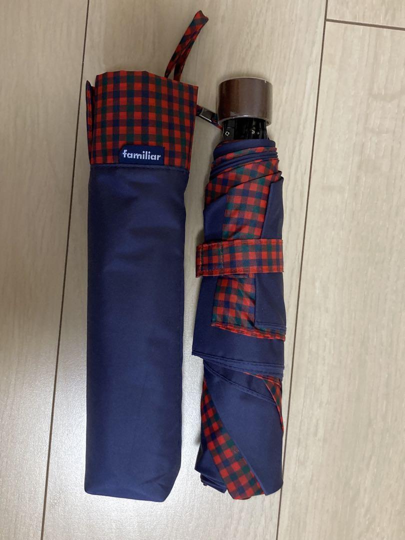 新品未使用 familiar 折りたたみ傘 晴雨兼用 赤とネイビー 現行品 新品未使用 familiar 折りたたみ傘 晴雨兼用 赤とネイビー 現行