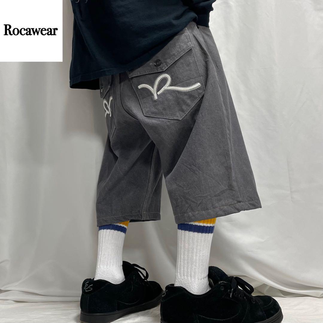 00s Rocawear デニム バギーパンツ ハーフ ショーツ 刺繍 極太