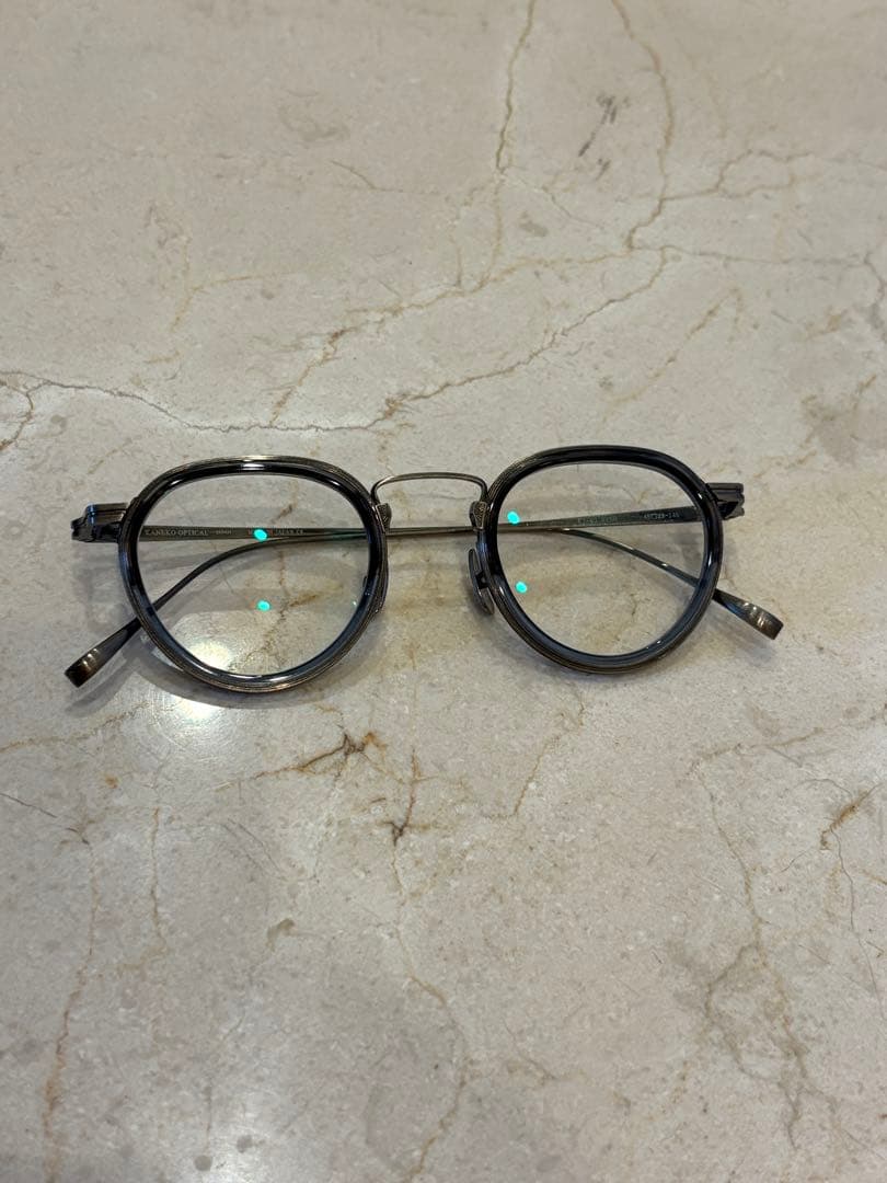 金子眼鏡 KJ-63 グレー 丸型メガネ 認証証明書付き